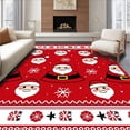 thumbnail image 1 of ODIKA 5'x7' Machine Washable Non-Slip Area Rug, Jolly Winter Wonderland Restroom Accessory Santa Themed High Traffic Rug, Red, 625999, 1 of 7