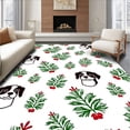 thumbnail image 1 of ODIKA 5'x7' Machine Washable Non-Slip Area Rug, Joyful Dachshund Among Winter Berries and Pine Needles High Traffic Rug, Green, 646276, 1 of 7
