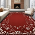 thumbnail image 1 of ODIKA 5'x7' Machine Washable Non-Slip Area Rug, Joyful Frosty Wonderland Magical Yuletide Adornment High Traffic Rug, Red, 623225, 1 of 7