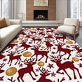 thumbnail image 1 of ODIKA 5'x7' Machine Washable Non-Slip Area Rug, Joyful Reindeer Dancing Holiday High Traffic Rug with Pad, Red, 734307, 1 of 8