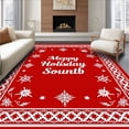 thumbnail image 1 of ODIKA 5'x7' Machine Washable Non-Slip Area Rug, Joyful Season Greeting Entryway Decoration Welcoming Doorstep High Traffic Rug with Pad, Red, 642036, 1 of 8