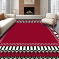 thumbnail image 1 of ODIKA 5'x7' Machine Washable Non-Slip Area Rug, Joyful Striped Yuletide Base Covering High Traffic Rug, Red, 629759, 1 of 7