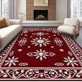 thumbnail image 1 of ODIKA 5'x7' Machine Washable Non-Slip Area Rug, Joyful Winter Wonderland Crystal Decorative Tapestry High Traffic Rug with Pad, Red, 605616, 1 of 8