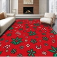 thumbnail image 1 of ODIKA 5'x7' Machine Washable Non-Slip Area Rug, Joyful Yuletide Celebration Merry Seasonal Decorative Welcome High Traffic Rug, Red, 609949, 1 of 7