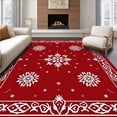 thumbnail image 1 of ODIKA 5'x7' Machine Washable Non-Slip Area Rug, Joyful Yuletide Enchanting Magical Whimsical Decorative Hearth High Traffic Rug with Pad, Red, 606703, 1 of 8