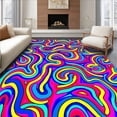 thumbnail image 1 of ODIKA 5'x7' Machine Washable Non-Slip Area Rug, Kaleidoscopic Ribbon Loop Featuring Interwoven Hues High Traffic Rug, Pink, 396135, 1 of 5