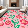 thumbnail image 1 of ODIKA 5'x7' Machine Washable Non-Slip Area Rug, Latch Hook Kit Botanical Garden Blooms Embroidery Needlework Canvas High Traffic Rug with Pad, Pink, 730413, 1 of 8