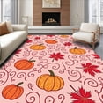 thumbnail image 1 of ODIKA 5'x7' Machine Washable Non-Slip Area Rug, Leaf Cascade With Bountiful Pumpkin Flourish Artistic Fall High Traffic Rug, Beige, 740645, 1 of 7