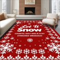 thumbnail image 1 of ODIKA 5'x7' Machine Washable Non-Slip Area Rug, Let It Snow With Snowflake Burst Interlocking Motif Winter Art High Traffic Rug with Pad, Red, 647005, 1 of 8