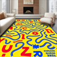 thumbnail image 1 of ODIKA 5'x7' Machine Washable Non-Slip Area Rug, Letter Safari Featuring Animal Icons and Playful Alphabet Pathways High Traffic Rug, Yellow, 695122, 1 of 7