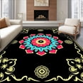 thumbnail image 1 of ODIKA 5x7 Machine Washable Non-Slip Area Rug, Lotus Bloom Hook Kit Embroidery Needlework Project High Traffic Rug, Black, 649395, 1 of 7