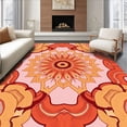 thumbnail image 1 of ODIKA 5'x7' Machine Washable Non-Slip Area Rug, Lotus Bloom Petal Formation Artistic Floor Decoration High Traffic Rug, Orange, 469339, 1 of 7