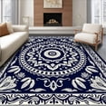 thumbnail image 1 of ODIKA 5'x7' Machine Washable Non-Slip Area Rug, Lotus with Interlocking Blossoms and Paisley Filigree High Traffic Rug, Blue, 714968, 1 of 7