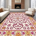 thumbnail image 1 of ODIKA 5'x7' Machine Washable Non-Slip Area Rug, Luxurious Brocade Jacquard Palatial Grandeur High Traffic Rug, Pink, 579387, 1 of 7