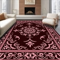 thumbnail image 1 of ODIKA 5'x7' Machine Washable Non-Slip Area Rug, Luxurious Medallion Swirl Trellis Vintage Distressed High Traffic Rug with Pad, Pink, 616786, 1 of 8