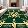 thumbnail image 1 of ODIKA 5'x7' Machine Washable Non-Slip Area Rug, Luxurious Radiant Starburst Skirt Featuring Festive Pine Needle Details High Traffic Rug with Pad, Green, 624403, 1 of 8