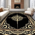 thumbnail image 1 of ODIKA 5'x7' Machine Washable Non-Slip Area Rug, Luxurious Swirl Interlocking Medallion Decorative Embellished High Traffic Rug with Pad, Black, 589829, 1 of 8