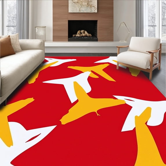ODIKA 5'x7' Machine Washable Non-Slip Area Rug, MVP Restroom Ensemble Superfan Necessities Sporting High Traffic Rug with Pad, Red, 673304