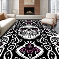 thumbnail image 1 of ODIKA 5'x7' Machine Washable Non-Slip Area Rug, Macabre Skull Artistry Decorative Mystic Bone Dance Halloween Motif High Traffic Rug with Pad, Black, 577970, 1 of 8