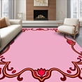 thumbnail image 1 of ODIKA 5'x7' Machine Washable Non-Slip Area Rug, Machine Anti Slip Floor with Decorative Curved Borders High Traffic Rug, Pink, 462000, 1 of 7