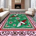 thumbnail image 1 of ODIKA 5'x7' Machine Washable Non-Slip Area Rug, Mallard Duo Interlocking Motif with Festive Snowflake Accents High Traffic Rug, Green, 644301, 1 of 7