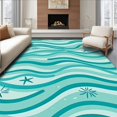 thumbnail image 1 of ODIKA 5'x7' Machine Washable Non-Slip Area Rug, Marine Starfish Amidst Abstract Ocean Ripple Design High Traffic Rug with Pad, Teal, 702868, 1 of 8