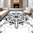 thumbnail image 1 of ODIKA 5'x7' Machine Washable Non-Slip Area Rug, Medallion Abstract Design with Intricate Symmetrical Motifs High Traffic Rug, Black, 599334, 1 of 7