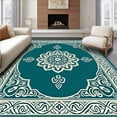 thumbnail image 1 of ODIKA 5'x7' Machine Washable Non-Slip Area Rug, Medallion Journey Throw High Traffic Rug, Teal, 704423, 1 of 7
