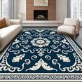 thumbnail image 1 of ODIKA 5'x7' Machine Washable Non-Slip Area Rug, Medallion Mosaic with Oceanic Swirl Motifs and Classic Border Design High Traffic Rug with Pad, Blue, 550244, 1 of 8