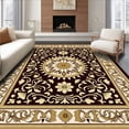 thumbnail image 1 of ODIKA 5'x7' Machine Washable Non-Slip Area Rug, Medallion Tapestry with Intricate Botanical Motifs High Traffic Rug with Pad, Brown, 661998, 1 of 8