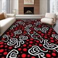 thumbnail image 1 of ODIKA 5'x7' Machine Washable Non-Slip Area Rug, Merry Dots and Twists Festive Abstract Interlocking High Traffic Rug, Black, 654975, 1 of 7