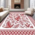 thumbnail image 1 of ODIKA 5'x7' Machine Washable Non-Slip Area Rug, Merry Evergreen Lattice Seasonal Hearth Embellishment High Traffic Rug with Pad, Red, 732178, 1 of 8