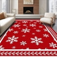 thumbnail image 1 of ODIKA 5'x7' Machine Washable Non-Slip Area Rug, Merry Moments Elegant Seasonal Hearth Accent High Traffic Rug, Red, 612324, 1 of 7