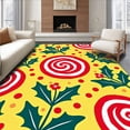 thumbnail image 1 of ODIKA 5'x7' Machine Washable Non-Slip Area Rug, Merry Peppermint Swirl Half Arc Jolly Seasonal Front Gateway High Traffic Rug with Pad, Yellow, 612787, 1 of 8