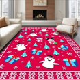 thumbnail image 1 of ODIKA 5'x7' Machine Washable Non-Slip Area Rug, Merry Snowman Gathering Interlocking Festive Scene High Traffic Rug, Red, 734679, 1 of 7