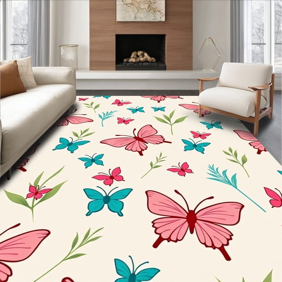 ODIKA 5'x7' Machine Washable Non-Slip Area Rug, Migration Cocoon Sanctuary Tunnel with Slip Resistant Base High Traffic Rug with Pad, Pink, 679364
