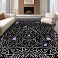 thumbnail image 1 of ODIKA 5'x7' Machine Washable Non-Slip Area Rug, Minimalist Cat Contour with Delicate Floral and Curves High Traffic Rug with Pad, Black, 726425, 1 of 8