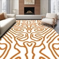 thumbnail image 1 of ODIKA 5'x7' Machine Washable Non-Slip Area Rug, Minimalist Interlocking Lattice Motif with Gradient Hues High Traffic Rug with Pad, Orange, 571483, 1 of 8