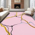thumbnail image 1 of ODIKA 5'x7' Machine Washable Non-Slip Area Rug, Minimalist Marble Vein Design with Elegant Streaks and Metallic Highlights High Traffic Rug with Pad, Pink, 493628, 1 of 8