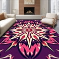 thumbnail image 1 of ODIKA 5'x7' Machine Washable Non-Slip Area Rug, Modern Boho Sunburst Featuring Stylized Petal Filaments High Traffic Rug, Purple, 450323, 1 of 7