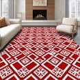 thumbnail image 1 of ODIKA 5'x7' Machine Washable Non-Slip Area Rug, Modern Icon with Interlocking Badge and Designs High Traffic Rug, Red, 668860, 1 of 7
