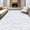 thumbnail image 1 of ODIKA 5'x7' Machine Washable Non-Slip Area Rug, Modern Ripple Wave Design Featuring Delicate Flowing Lines High Traffic Rug, White, 575625, 1 of 7