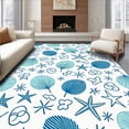 thumbnail image 1 of ODIKA 5'x7' Machine Washable Non-Slip Area Rug, Modern Seashell Mosaic Design Featuring Interlocking Nautical Motifs High Traffic Rug, Blue, 536812, 1 of 7