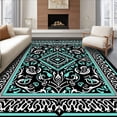 thumbnail image 1 of ODIKA 5'x7' Machine Washable Non-Slip Area Rug, Mystic Labyrinth Featuring Interlocking Symbols and Floral Accents High Traffic Rug with Pad, Black, 679371, 1 of 8