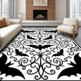 thumbnail image 1 of ODIKA 5'x7' Machine Washable Non-Slip Area Rug, Mystic Winged Shadows Featuring Flying Bats and Twisting Vines High Traffic Rug, Black, 630860, 1 of 7