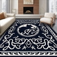 thumbnail image 1 of ODIKA 5'x7' Machine Washable Non-Slip Area Rug, Mystical Feline with Celestial and Swirling Motifs High Traffic Rug, Black, 620156, 1 of 7