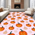 thumbnail image 1 of ODIKA 5'x7' Machine Washable Non-Slip Area Rug, Mystical Phantom Pumpkin Halloween with Spooky Character Design High Traffic Rug with Pad, Orange, 514195, 1 of 8