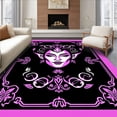 thumbnail image 1 of ODIKA 5'x7' Machine Washable Non-Slip Area Rug, Mystical Spirit Inspired with Floating Mask and Aura Motifs High Traffic Rug, Black, 700426, 1 of 7