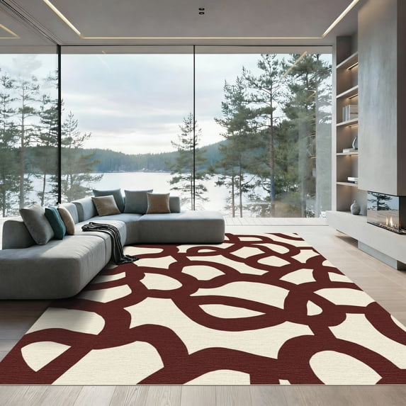 ODIKA 5x7 Machine Washable Non-Slip Area Rug, Naturalistic Interlocking ...