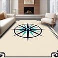 thumbnail image 1 of ODIKA 5'x7' Machine Washable Non-Slip Area Rug, Nautical Voyage Compass Journey High Traffic Rug with Pad, Ivory, 702493, 1 of 8